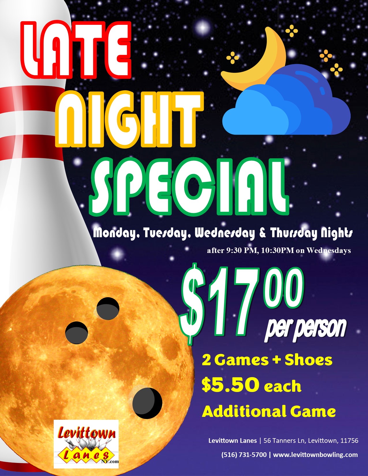 Our Late Special - Mondays, Tuesdays, Wednesdays & Thursdays